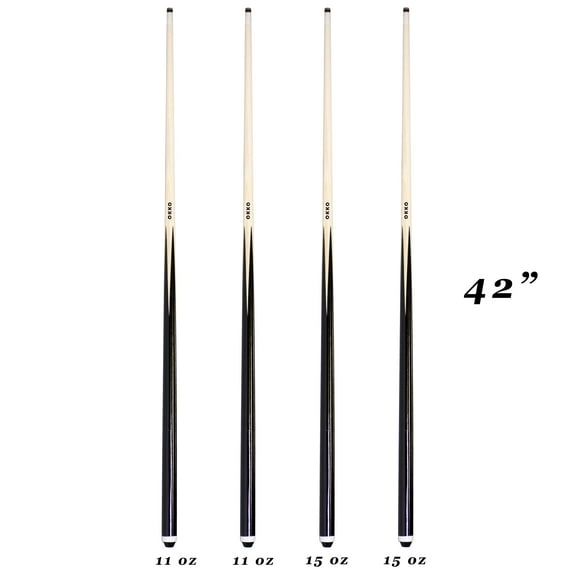 OKKO 1-Piece Pool Billiard House Bar Short Cue Sticks 42, Screw-On Tip, Pack of 4 (11-16 oz)