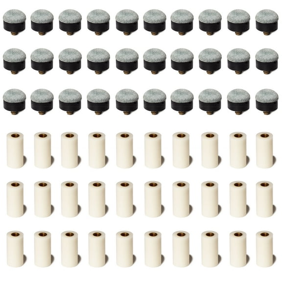 OKKO Billiard Pool Cue Ferrules and Screw-On Tips Soft, Set of 30 (12 mm)