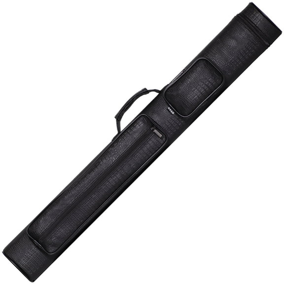 OKKO Billiard Pool Cue Hard Oval Pro Case Faux Crocodile Leather Black 2x2