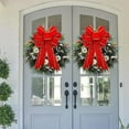 thumbnail image 1 of OKKVV 2 Pcs Large Red Christmas Tree Topper Bows, Pre-Lit Wreath Decoration for Holiday Doors, Garlands, Indoor Outdoor Seasonal Decor for Christmas, Fall, Halloween(A), 1 of 6