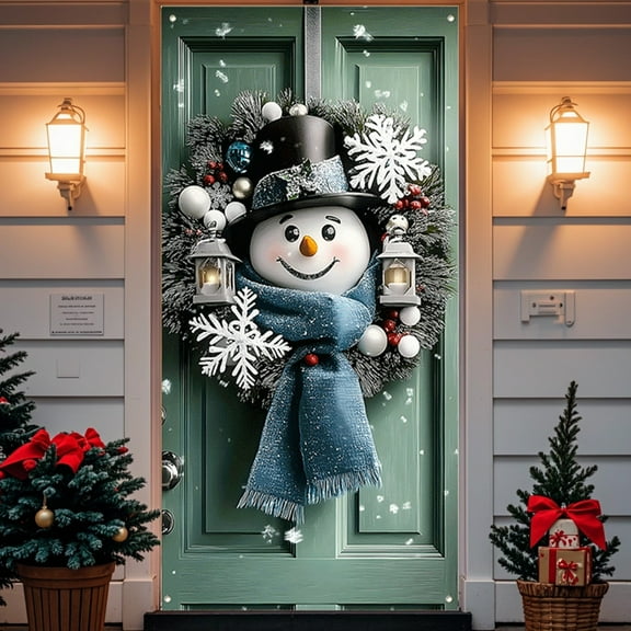OKKVV 35 X 71 Inch Christmas Door Cover -Christmas Door Curtain- Christmas Day Door And Wall Decoration - Festival Party Decoration Holiday Gifts