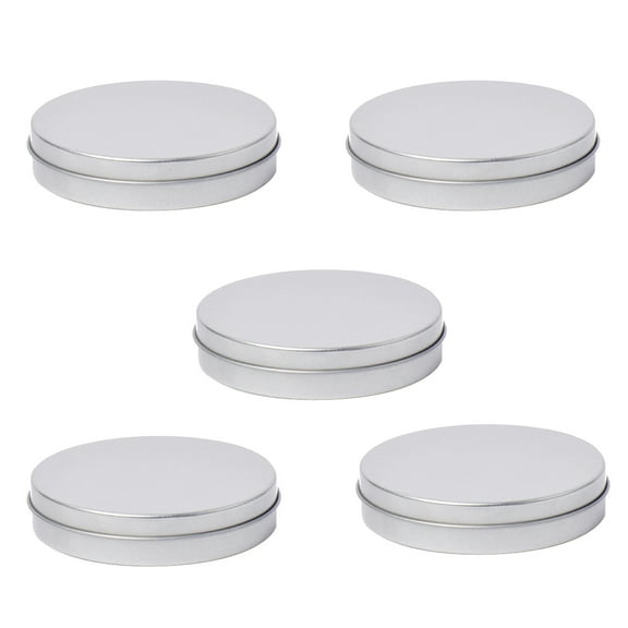 OKKVV 5PCS Candy Tin Boxes Empty - Small Metal Can Flat Cover Handmade Sugar Cake Tin Box - 3.5x0.8in