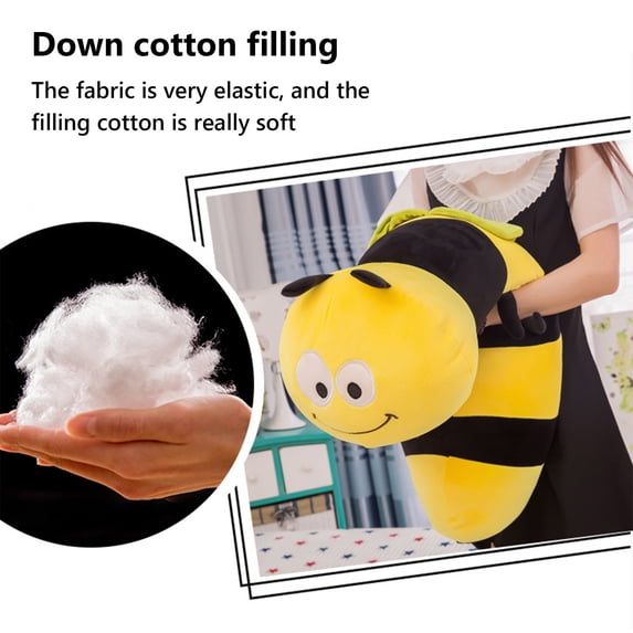 OKKVV Bumble Bee Stuffed Plush Doll,Cute Down Cotton Bee Pillow Toy,Kawaii Animal Plush Decor Gift for kids bedroom sofa home display,17.72in A