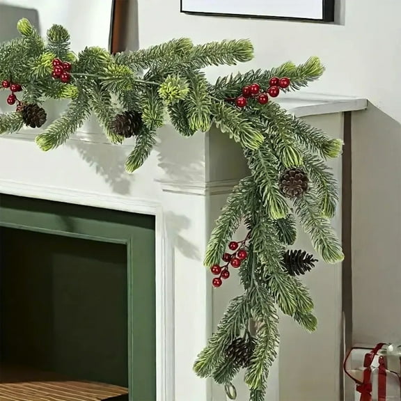 OKKVV Christmas Tinsels Garland Green Glittering Decoration Hanging Garland For Christmas Party Decoration Supply Festive Decor