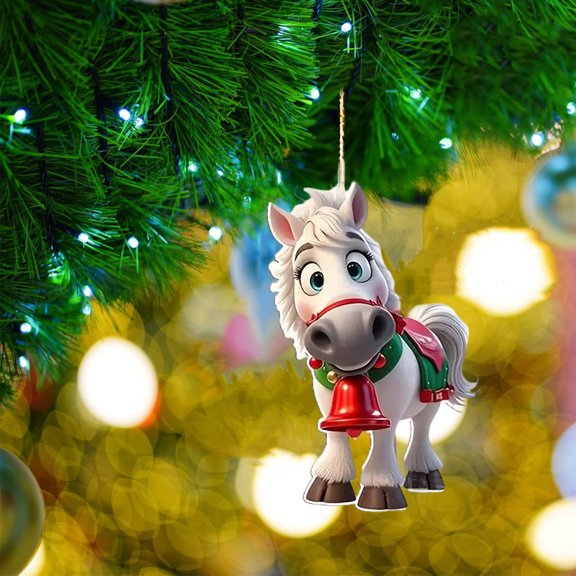 OKKVV Cute Wizard Hat Ponys Acrylic Christmas Flat Pendant, Whimsical Holiday Decoration for Tree, Windows, or Table, Lightweight Durable Home Christmas Ornament(C)