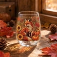 thumbnail image 1 of OKKVV Fall Stemless Wine Glass, Autumn Harvest Themed Clear Glass Tumbler for Thanksgiving Home Dining Table Holiday Party Decor, 4.21 in × 2.72 in D, 1 of 7