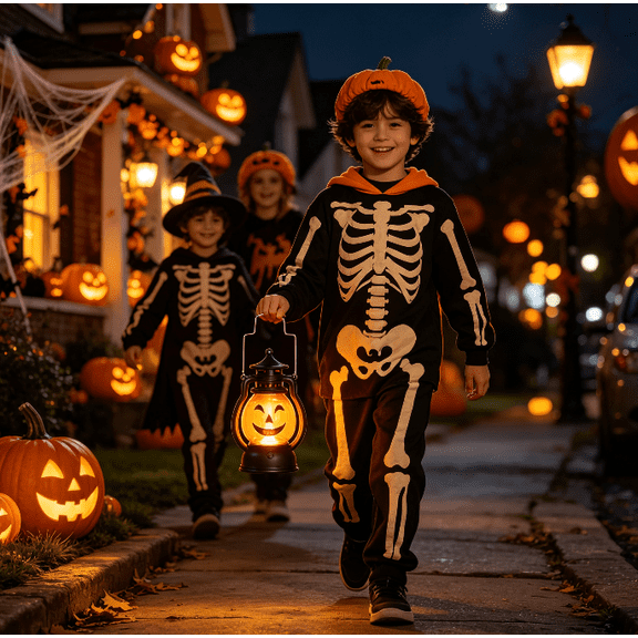 OKKVV Halloween Pumpkin Mini Lantern, LED Retro Hand‑Held Candle Night Light with Toggle Switch,Vintage Oil Lamp for Bar Party Home Table Hanging Decor, 4.92 x 3.03 x 2.28 in B