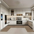 thumbnail image 1 of OKKVV Kitchen Mat Set of 3 PCS, Cushioned Non Slip Rugs for Kitchen Floor, Absorbent Runner Comfort Standing Mats Washable for Kitchen, Office, Home (Brown), 1 of 8
