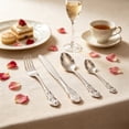 thumbnail image 1 of OKKVV Silver Stainless Steel Flatware Set 4Pcs Vintage Embossed Gold Hollow Cutout Handle Knife Fork Spoon for Wedding Banquet Home Restaurant Western Dining Use 9.06in Dinner Knife, 1 of 6