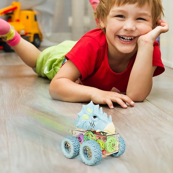 OKKVV Triassic Inspired Gear Toy – Rotating Stunt Driving Car with Cool Lights Puzzle Educational Vehicle Toy for Kids Boys Girls Gift(B)