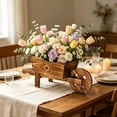 thumbnail image 1 of OKKVV Wooden Pushcart Flower Basket,Multi-purpose Storage Fruit Basket With Wheel & Handle,Rustic Photo Prop Decor,for festival party wedding home decor,18.5in, 1 of 9
