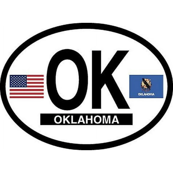 OKLAHOMA FLAG, Waterproof UV Coated, Famous Reflective OVAL Sticker DECAL , 3.5" x 4.75"