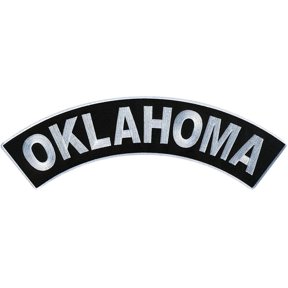 OKLAHOMA TOP ROCKER, PATCH - US States OKLAHOMA High Thread Iron-On Heat Sealed Backing Sew-On Large Patch - 12â x 3â