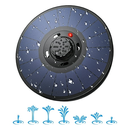 OKMEE Solar Water Fountain, Solar Water Pump with LED Lights with 1500mAh Battery, 4-in-1 Nozzles, 7 Water Style, 3.5W Solar BirdBath Fountain for Bird Bath, Pond, Pool, Fish Tank, Aquarium and Garden