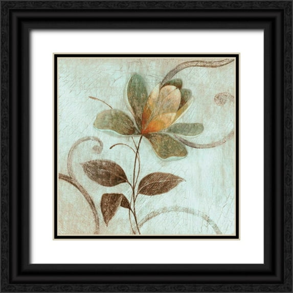 OKRE 12x12 Black Ornate Wood Framed with Double Matting Museum Art Print Titled - Floral Souvenir 1