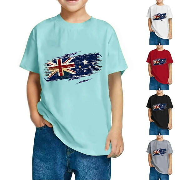 OKSALE American Flag T Shirts for Boys Size 10-12 Big Boys Girls Summer Cotton Shirt Fashion USA Stars Graphic Tee Shirts with Short Sleeve for Kids 3-14 Years