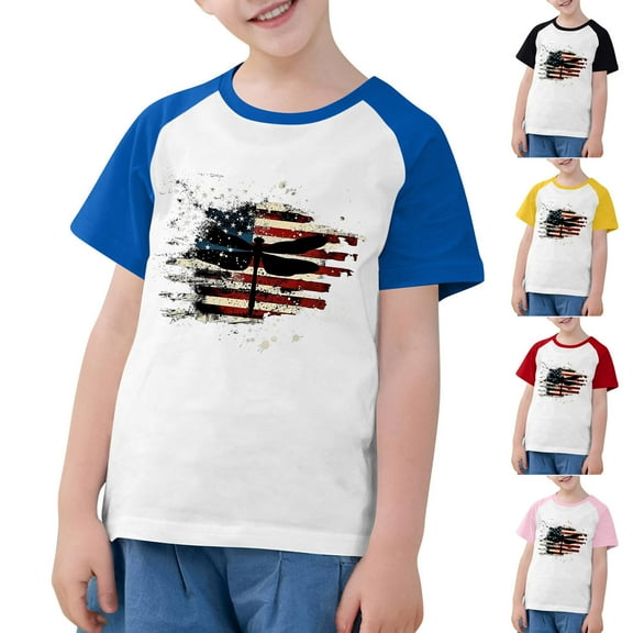 OKSALE American Flag T Shirts for Boys Size 8 All America Girls Shirt Retro USA Flags Graphic Tees 4th of July Patriot T-Shirt Summer Short Sleeve Tee Tops