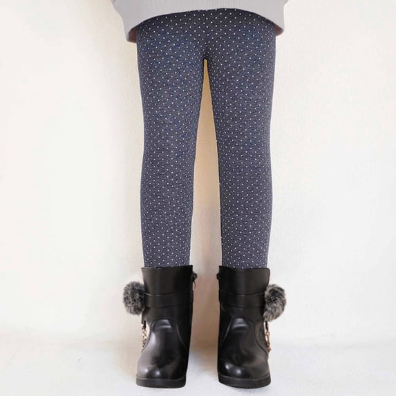 OKSALE Baby and Toddler Girl Thermal Winter Leggings Fashion Dot Printing Pants Skinny Fleece Lined Legging Cozy Ankle Length Tights for Kids Girls