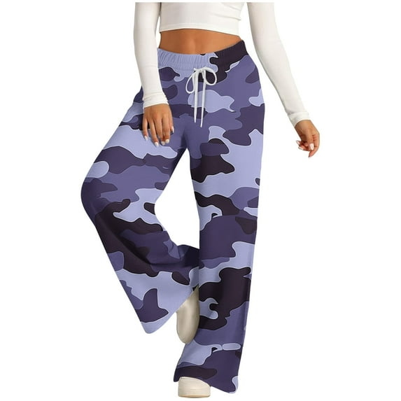 Oksale Camo Graphic Pants for Women with Pockets Drawstring Waist Athletic Pants Casual Lounge Pants Y2K Trousers 2025 for Dancing Camping