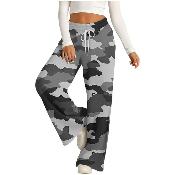 Oksale Camo Graphic Pants for Women with Pockets Drawstring Waist Athletic Pants Casual Lounge Pants Y2K Trousers 2025 for Dancing Camping