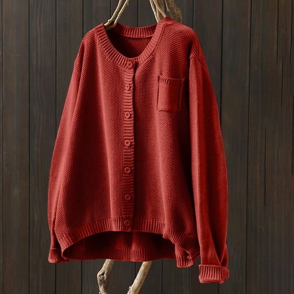 OKSALE Cardigan Sweaters for Women Casual Button Down Sweater Solid Color Knitwear Loose Long Sleeve Cardigans Open Front Cozy Slouchy Outwear Tops