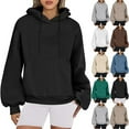 thumbnail image 1 of Oksale Cowl Neck Hoodies for Women Sweatshirts with Pocket Cozy Long Sleeve Sweatshirt Classic Solid Color Pullover Casual Fall Workout Hooded Tops, 1 of 7