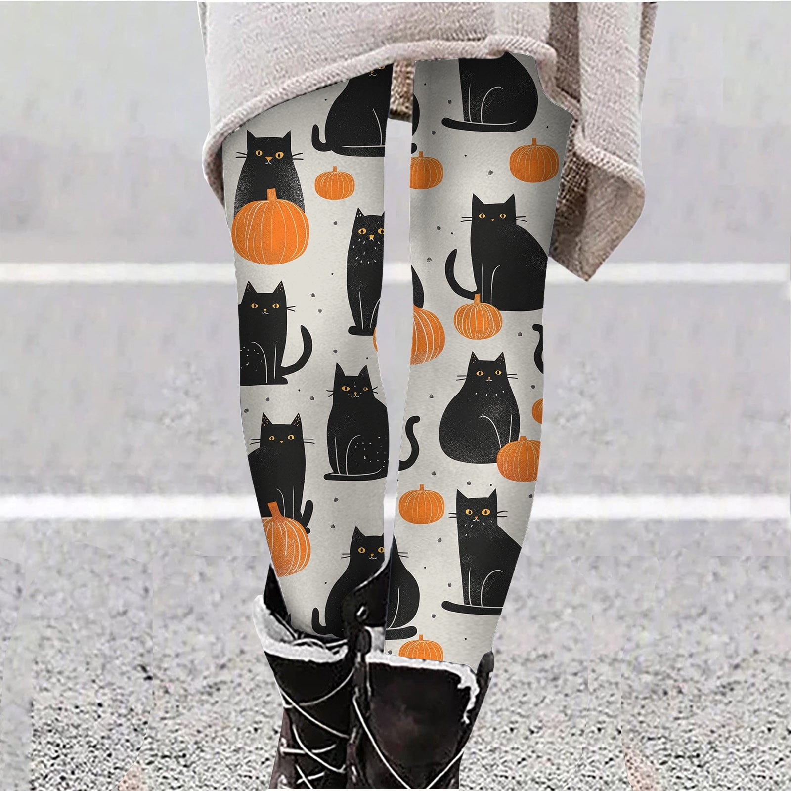 OKSALE Cute Cat Print Leggings for Women Plus Size Halloween Pants ...