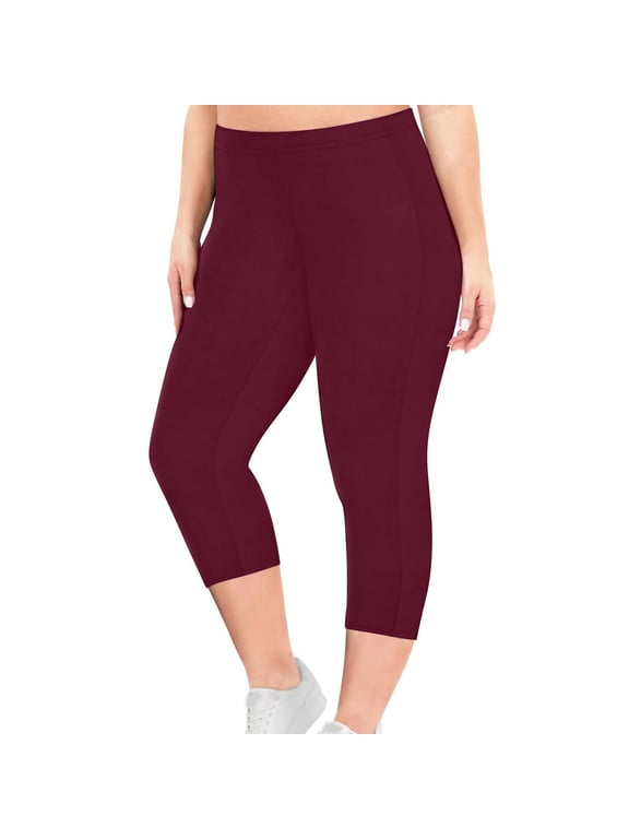 High Waisted Leggings for Women Capri Cotton Legging Pants Super Soft Yoga Pants for Work Out Athletic Solid Color Pants