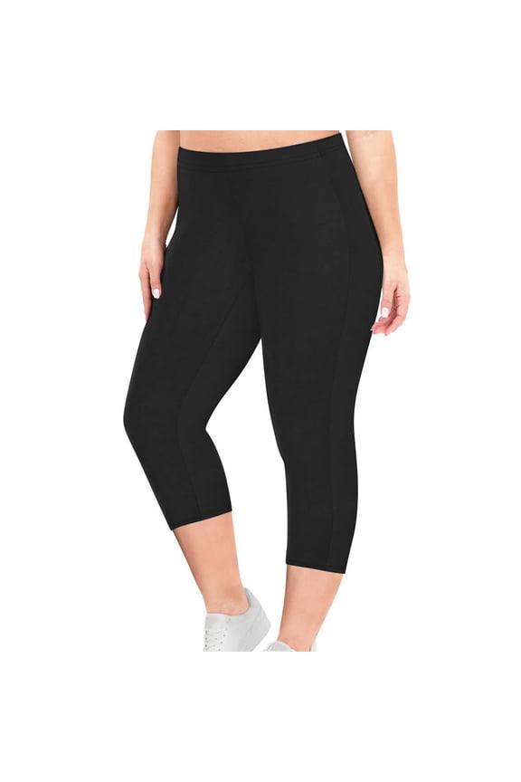 High Waisted Leggings for Women Capri Cotton Legging Pants Super Soft Yoga Pants for Work Out Athletic Solid Color Pants
