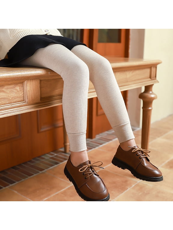 Kids Girls Warm Fleece Leggings Skinny Ankle Length Tights Thick Winter Long Pants Solid Color Lining Pants Toddler Girl Soft Leggings 1-15 Years