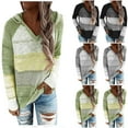 thumbnail image 1 of Oksale Long Sleeve Hoodies for Women Hollow Out Knit Sweatshirts with Color Block Trendy Crochet Hooded Pullover Casual Sweaters, 1 of 5