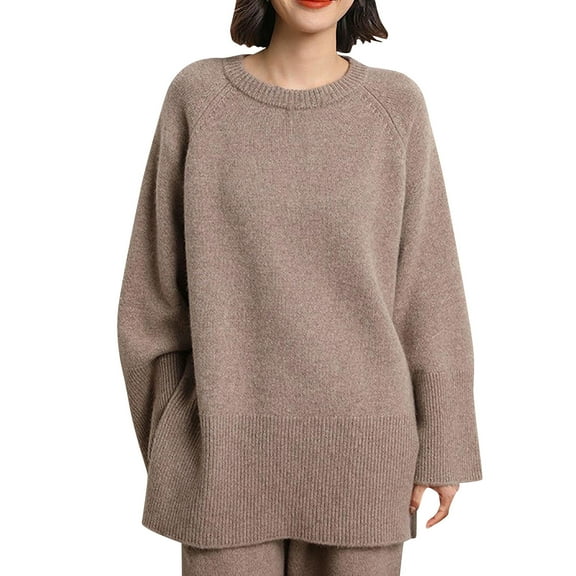OKSALE Oversized Sweaters for Women Casual Crewneck Sweater Loose Long Sleeve Knit Pullover Solid Color Jumper Comfy Slouchy Basic Tops 2025