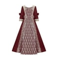 thumbnail image 1 of Oksale Plus Size Womens Medieval Dresses Renaissance Regancy Dress Empire Round Neck Dress Waist Victorian Long Dress for Evening Performance Wine, 1 of 4