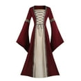 thumbnail image 1 of Oksale Renaissance Dresses for Women Lace Up Long Flare Sleeve Dress Medieval Dresses Retro Floor Length Prom Gown Square Neck Maxi Dresses for Tea Party Red, 1 of 8