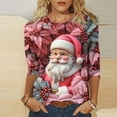 thumbnail image 1 of Oksale Santa Claus Srinted Shirts for Women Plus Size Christmas Shirt 3/4 Sleeve Tee Blouses Casual Round Neck Blouse Loose Fit Holiday Tops, 1 of 5