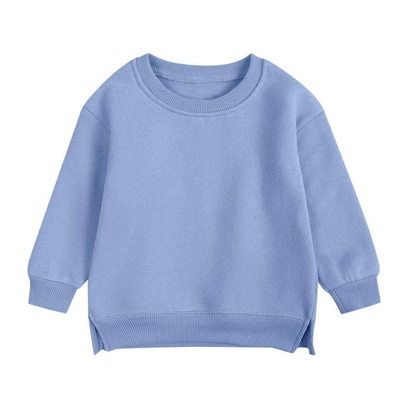 OKSALE Toddler Boys Sweatshirt Size 4T-5Y Warm Fleece Pullover Solid Long Sleeve Shirts Kids Girls Casual Crew Neck Sweatshirts for Boy and Girl