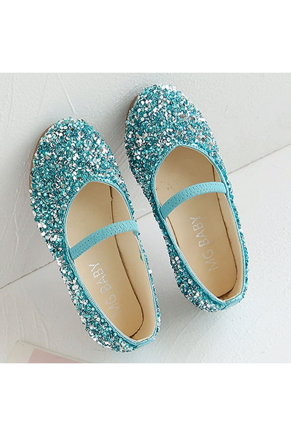 Toddler Girls Princess Dress Shoes Mary Jane Shoes for Wedding Party School Uniform Ballet Flats Sparkly Sequin Dance Shoes 15Months-11Years