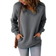 thumbnail image 1 of Oksale V Neck Sweatshirts for Women Loose Long Sleeve Sweatshirt Solid Color Sports Pullover with 2 Pockets Cozy Classic Fit Tops 2025, 1 of 9