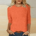 thumbnail image 1 of Oksale Waffle Knit Shirts for Women Casual Crew Neck Tee Shirt 3/4 Sleeve Blouses Solid Color Top Classic Fit Tunic Tops Fall Fasion Blouse 2025, 1 of 5