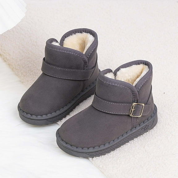 OKSALE Winter Snow Booties for Little Kids Toddler Outdoor Boots High Top Suede Shoes Faux Fur Lined Booties Warm Soft Sole Crib Shoes for Boys Girls