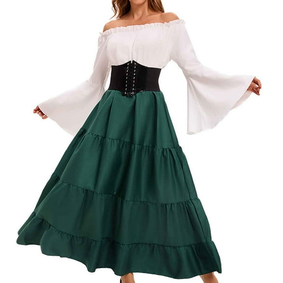 OKSALE Women's Gothic Dresses Plus Size Elegant Medieval Dresses 18th Century Wedding Dress Flowy Ball Gown Renaissance Dresses