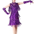 thumbnail image 1 of Oksale Womens 1920s Flapper Dresses Adult Tango Jazz Dancing Dress with Gloves Sequins Tassel Latin Dance Dresses Cocktail Party Dress Purple, 1 of 2