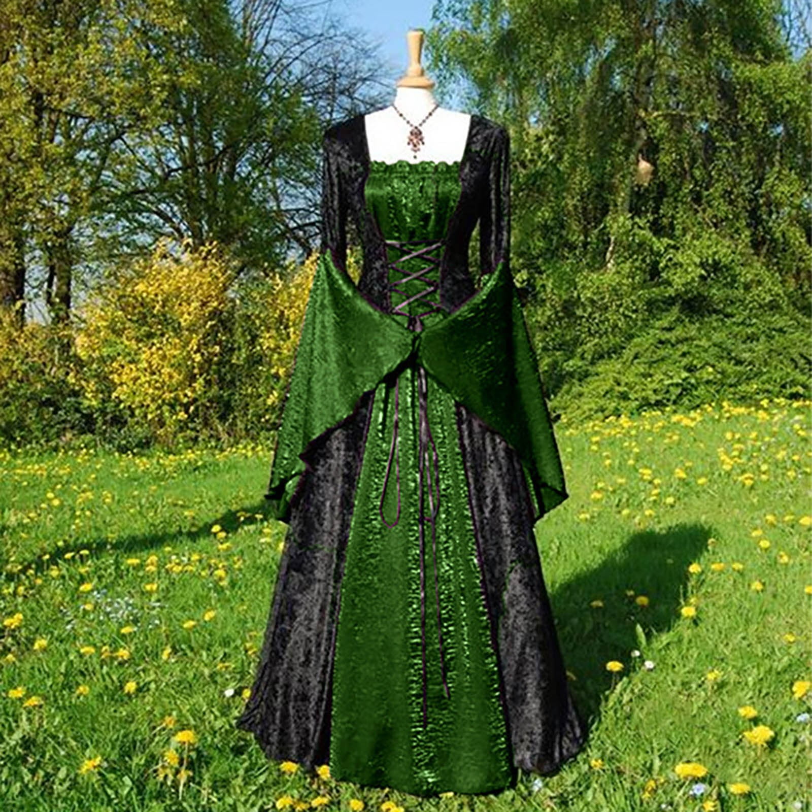 OKSALE Womens Gothic Dresses Plus Size Victorian Medieval Dresses