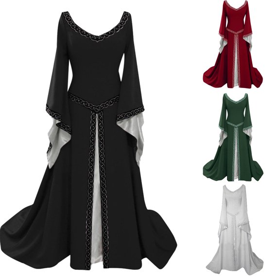 OKSALE Womens Gothic Dresses Retro Elegant Medieval Dresses 1800s Wedding Dress Evening Ball Gown Renaissance Dress