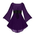 thumbnail image 1 of Oksale Womens Medieval Flare Sleeve Dresses Vintage Renaissance Lace Up Dress Casual Square Neck Dress Midi Dresses 2025 Purple, 1 of 4