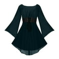 thumbnail image 1 of Oksale Womens Medieval Flare Sleeve Dresses Vintage Renaissance Lace Up Dress Casual Square Neck Dress Midi Dresses 2025 Green, 1 of 4