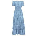 thumbnail image 1 of Oksale Womens Medieval Off The Shoulder Dresses Renaissance Smocker Dresses Vintage Puff Sleeve Dress Elegant Corset Long Dress for Party Light Blue, 1 of 6