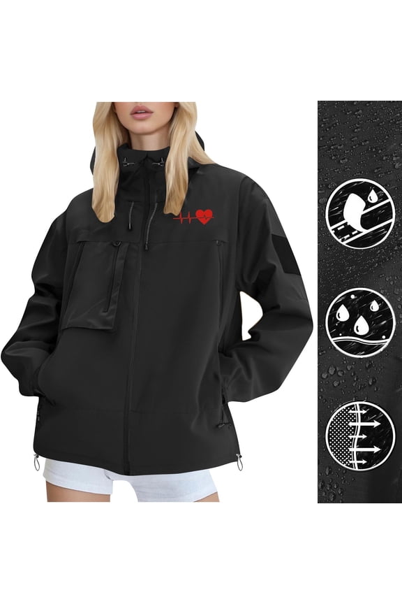 Womens Rain Jackets Trendy Windbreak Jacket with Hood Waterproof Lightweight Raincoat Funny Graphic Coat Men with Pockets Outdoor Cozy Cycling Hiking Fishing
