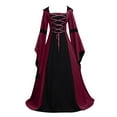 thumbnail image 1 of Oksale Womens Renaissance Dresses Medieval Long Bell Sleeve Dress Vintage Lace Up Corset Dress Square Neck Victorian Gown Floor Length Dress for Party Wine, 1 of 6