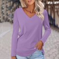 thumbnail image 1 of Oksale Womens V Neck Shirts Classic Solid Color Shirt Comfy Long Sleeve Blouses Warm Fall Winter Underwear Tops, 1 of 5